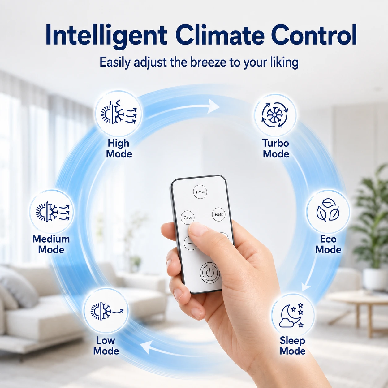 Coolizi Coolzy Portable AC has multiple cooling modes